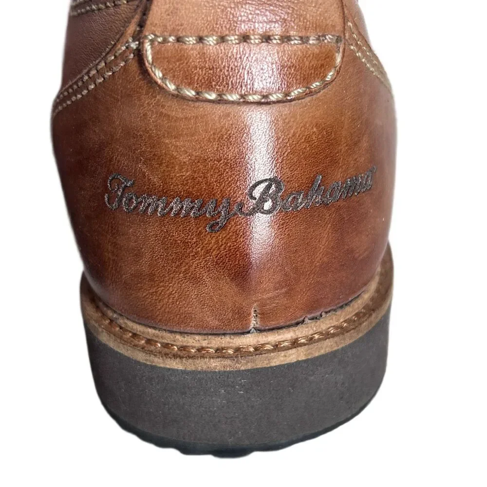 Tommy Bahama Eaton Loafers Mens 9 Brown Leather Shoes Slip On Stretch Preppy